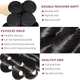 12A Human Hair Bundles 20 22 24 26 Inch Body Wave Bundles Human Hair 100% Unprocessed Brazilian Virgin Weave Bundles 4 Bundles Real Natural Black Wavy Human Hair Extensions 1B Bundles for Women