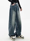 EMMIOL Baggy Jeans for Women High Waist Streetwear Jeans Vintage Wide Leg Straight Denim Pants Womens Casual Trousers