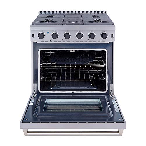 THOR Kitchen Freestanding Professional 30-Inch Gas Range in Stainless Steel - Model LRG3001U