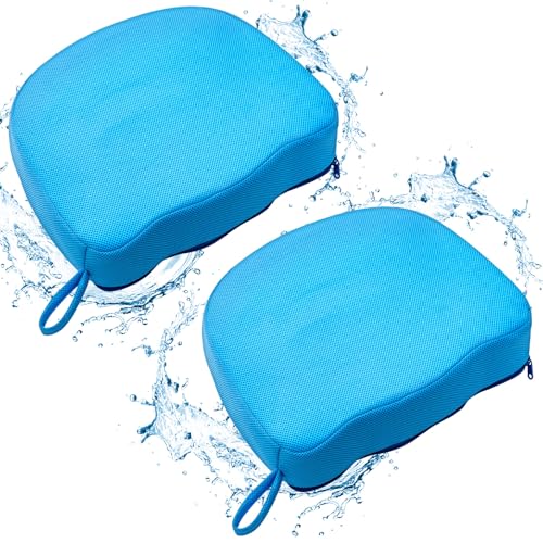 Suzile 2 Pcs Hot Tub Booster Seat, 16 x 13 x 5 Inch Weighted Spa Booster Cushion for Adults, Quick Dry, 3D Air Mesh Cover, Micro Dot Non Slip Bottom Tub Cushion Accessory for Indoor Outdoor((Ripple)