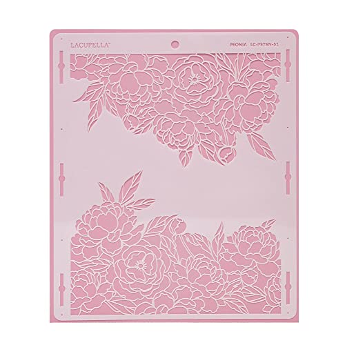 Lacupella Large Cake Decorating Stencil (PEONIA) Peony Flower Pattern