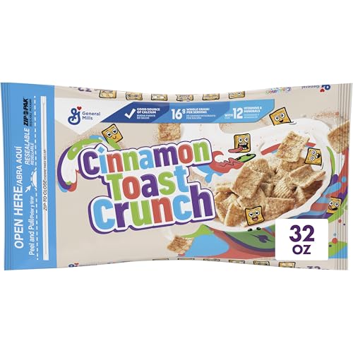 Cinnamon Toast Crunch Breakfast Cereal, Crispy Cinnamon Cereal, Value Bag, 32 oz