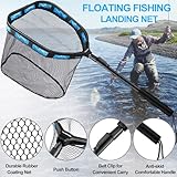 PLUSINNO Floating Fishing Net for Steelhead, Salmon, Fly, Kayak, Catfish, Bass, Trout Fishing, Rubber Coated Landing Net for Easy Catch & Release, Compact & Foldable for Easy Transportation & Storage