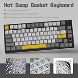 AJAZZ AK820PRO 75% Hot Swap Gasket Mount Mechanical Keyboard with TFT Display Screen, 4000mAh BT/2.4G/Wired RGB South Facing LED, Knob Control for E-Sport/Windows/Mac, Gift Switch