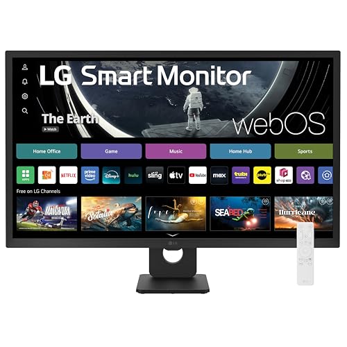 LG 32SR50F-B Smart Monitor 32-Inch FHD (1920x1080) IPS Display, webOS 23, HDR 10, x2 Built-in Speakers, AirPlay 2, Screen Share, Bluetooth, ThinQ App, Remote Control, Black