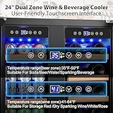 ORYMUSE Wine & Beverage Refrigerator 24'' - Dual Zone Beverage Fridge with Upgraded Cooling, Built-in or Freestanding, 20 Bottles & 88 Cans Large Capacity