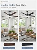 ZMISHIBO 2 Pack 52" Ceiling Fans with Lights, Black Modern Ceiling Fan with Remote, Farmhouse Indoor Ceiling Fan with Dual Finish Blades, Quiet & Strong Motor, Bright LED Light.