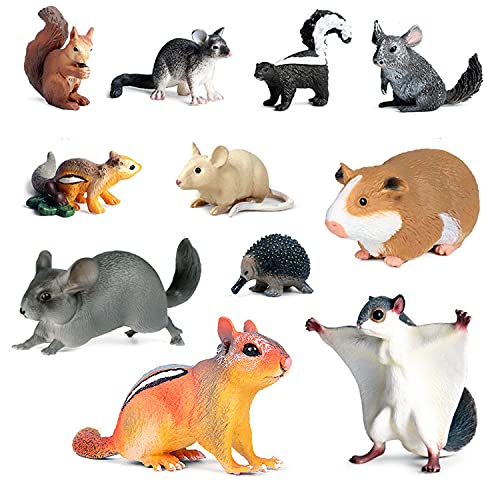 FLORMOON Animal Figures 11pcs Realistic Chipmunk Action Model Science Project, Learning Educational Toys, Birthday Gift, Cake Topper for Kids