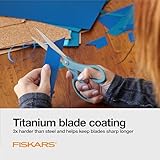 Fiskars SoftGrip Titanium Scissors - Contoured Performance All Purpose - 8" Titanium - Straight Paper Scissors for Office, and Arts and Crafts - 3-Count