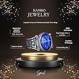 KAMBO Genuine Real Natural Star Sapphire Gemstone Ring For Men, Greek Key Ring, Infinity Ring, 925K Sterling Silver Ring