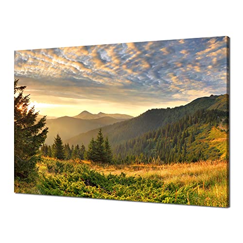 Smoky Mountain Pictures Wall Decor Tennessee Mountain Wall Art Canvas Print Natural Landscape Modern Poster Great Smoky Mountains Painting Frame Home Living Room Decoration(36x24 inches)