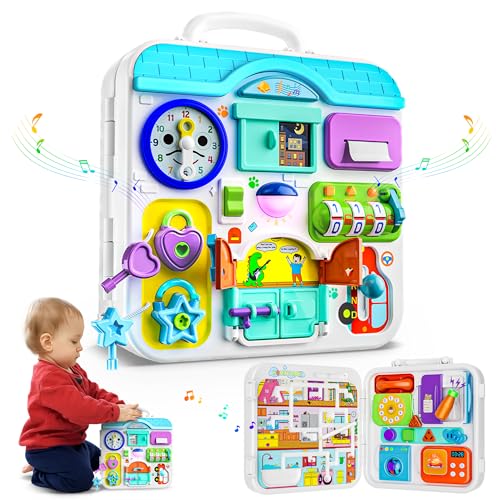 ToddlerCley Musical Toys for 1 Year Old Girl Boy, Montessori Busy Board for 1+ Year Old, Birthday Gift for 1 Year Old Girl, Learning Toy for Toddler 1-2, Educational Developmental Toy Age 1-2