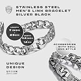 Urban Jewelry Amazing Stainless Steel Men's link Bracelet Silver Black 9 Inch with Necklace Option 21 inch (With Branded Gift Box)