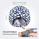 INNELO Luxury Shower Cap for Women Reusable Waterproof, Double Layered Shower Hair Cap with Adjustable Elastic Strap, Large Satin Lined Shower Bath Cap for Long Curly Straight Hair, Blue