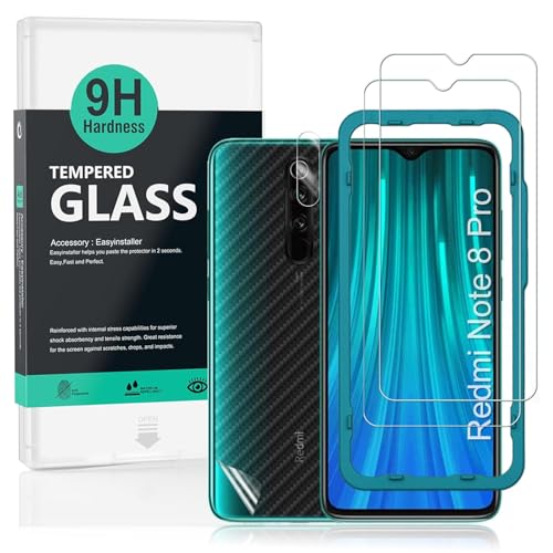 Ibywind Screen Protector For Redmi Note 8 Pro,with 2Pcs Tempered Glass,1Pc Camera Lens Protector[Fingerprint Reader,Easy to install]