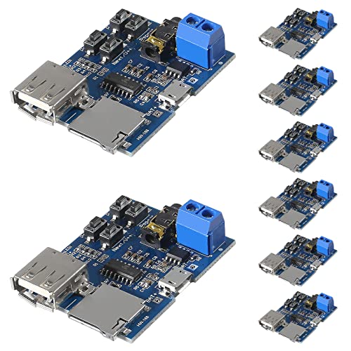 Coliao 8pcs MP3 Decoder Player Module TF Card U Disk Play with Audio Amplifier Audio Decoding Player Module Micro USB 5V Power Supply