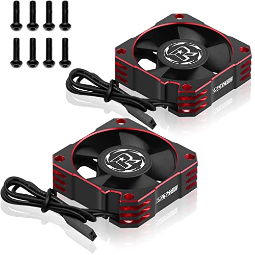 2 Pack RC Motor Cooling Fan 35mm 21000RPM 8.4V Aluminum ESC Motor Cooling Fan Heatsink for RC Car 1/8 1/10 Scale 3650,3660,540,550 Brushless Motor (Black Red)