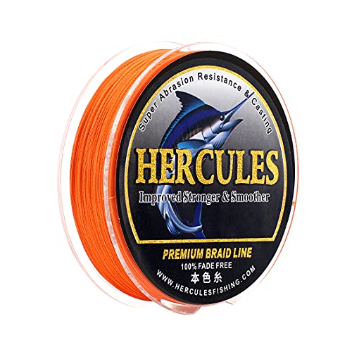 HERCULES Braided Fishing Line, Not Fade, 547 Yards PE Lines, 4 Strands Multifilament Fish Line, 8lb Test for Saltwater and Freshwater, Abrasion Resistant, Orange, 8lb, 500m