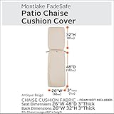 Classic Accessories Montlake Water-Resistant 80 x 26 x 3 Inch Outdoor Chaise Lounge Cushion Slip Cover, Patio Furniture Cushion Cover, Antique Beige, Patio Furniture Cushion Covers