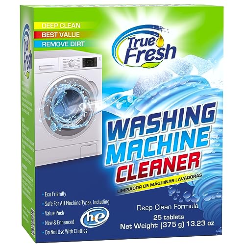 True Fresh Washing Machine Cleaner Tablets, 25 Solid Deep Cleaning Tablet, Finally Clean All Washers Machines Including HE Front Loader Top Load