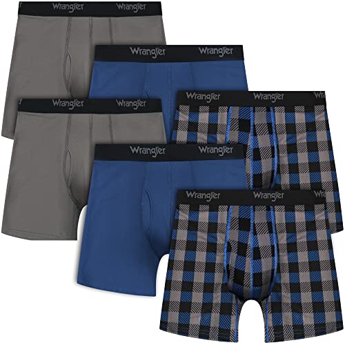 Wrangler Mesh Quick Dry Comfort Stretch Men’s Boxer Briefs, Nylon-Spandex Blend, 6-Pack, Moisture-Wicking, Anti-Odor