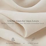 Double Stitch European Flax Linen Sheets Queen - Breathable Linen Blend Bedding Set 4 PC, Sustainable, Moisture-Wicking & Cooling Sheet Set, Deep Pocket Up to 16'', Featured in USA Today, Oat