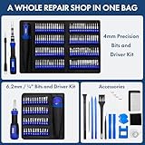 XOOL 200 in 1 Precision Screwdriver Kit, Electronics Repair Tool Magnetic Driver Kit with 164 Bits, Flexible Shaft, Extension Rod for Computer, iPhone, Laptop, PC, PS4, Xbox, Nintendo