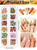 Kalolary 3 Boxes Fall Leaves Nail Art Sequins, 3D Maple Sycamore Ginkgo Leaf Nail Stickers Wood Pulp Glitter Flakes for Autumn Nail Art Decorations