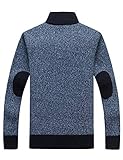 Yeokou Men's Casual Slim Full Zip Thick Knitted Cardigan Sweaters with Pockets (Large, Z-12-Dark Blue)