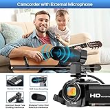 Video Camera YouTube Vlogging Camera Recorder FHD 1080P 24.0MP 3.0 Inch 270 Degree Rotation Screen 16X Digital Zoom Camcorder with Microphone,Remote Control and 2 Batteries