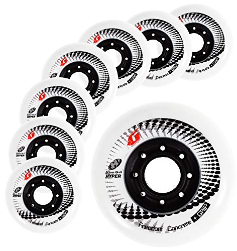Inline Skates Wheels Hyper Concrete +G - 8 Wheels - 84A - for Freeride, Slalom, Fitness, Urban (White, 80MM)