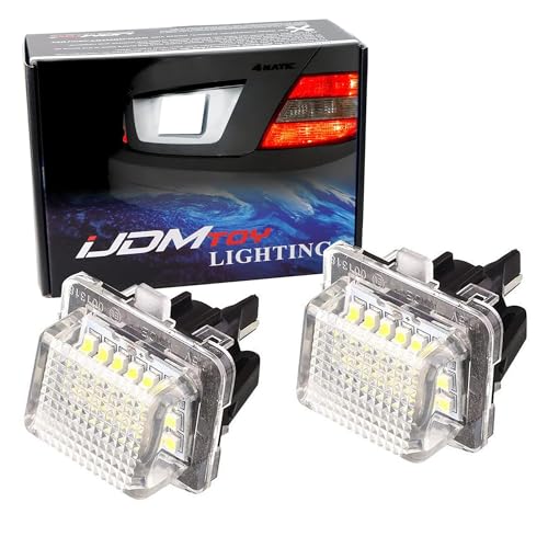 iJDMTOY OEM-Fit 3W Full LED License Plate Light Kit Compatible With Mercedes-Benz C E S Class, Powered by 18-SMD Xenon White LED & Can-bus Error Free