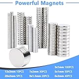 255PCS Small Strong Magnets, Neodymium Disc Magnets Heavy Duty,7 Different Sizes,Rare Earth Magnets Round Small Magnets Refrigerator Magnets for Crafts Whiteboard Kitchen, Office, Miniatures School