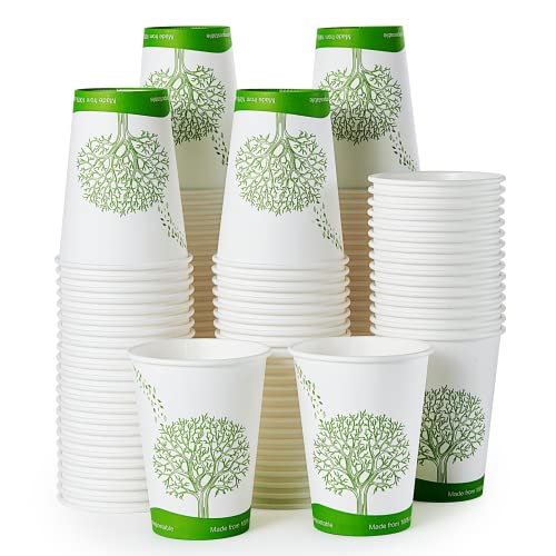 ECOLipak 240 Count 12 oz Compostable Paper Cups, Biodegradable Disposable Paper Coffee Cups with PLA Lined, Eco-friendly Hot Drinking Cups for Party, Picnic,Travel,and Events