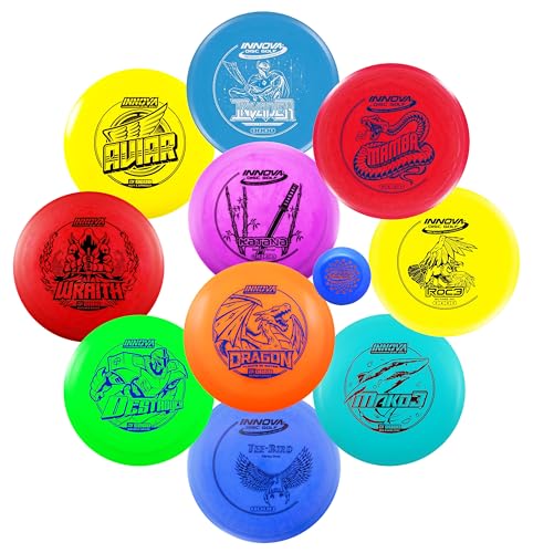 Innova Disc Golf Set 10 Pack – Disc Golf Starter Set for Beginners with Disc Golf Drivers, Mid-Ranges, Disc Golf Putters Disc Golf Starter Kit, Medium