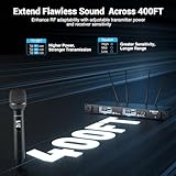 Phenyx Pro Dual-Channel Wireless Microphone System, Dynamic Mics w/ID Lock, Tunable Power Level, Auto Scan, Spectrum Analyzer, True Diversity Cordless Handheld for Singing, DJ, Karaoke (PTAU-2)