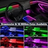 Acrylic Car LED Interior Strip Lights, 6 in 1 Dreamcolor Ambient Lighting Kit with Wireless APP, Luxury EL Wire Trim 16 Million Colors Neon Strip for Car Inside Decoration(No Remote)