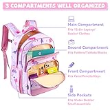 VASCHY School Backpack for Girls, 16in Water Resistant Backpack for Kids Preschool/Primary/Elementary Schoolbag Bookbag for Girls with Tablet Sleeve Pink Dino