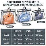 Shappy 15 Pieces Purse Dust Bags for Storage Dust Bags for Handbags, 3 Sizes Storage Clear Cover Organizer Purses with Zipper and Handles for Handbags Closet, 5 Each Size(Gray)