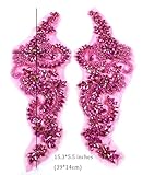 Labellezalady Luxury Look Shiny Rhinestone Pair Applique Patch in Gold Silver champgane AB Color for Prom Dress Belt Arts Crafts Sewing decorat (Hot Pink(Rose Pink))