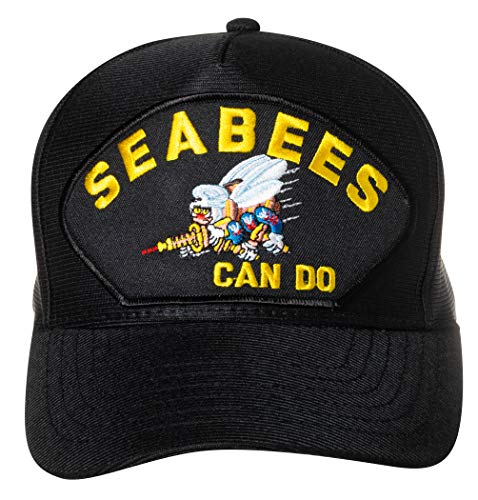 Artisan Owl United States Seabees Can Do Emblem Patch Hat – Adjustable Baseball Cap (Black)