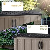 Devoko Outdoor Storage Cabinet 50 Cu Ft with Pad-Lockable Doors, Horizontal Storage Shed Waterproof Patio Tools Storage Box for Sofa Cushions, Gardening Tools and Accessories (Beige)