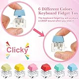 Nosiny 24 Pcs Keyboard Fidget Toys Keyboard Fidget Keychains for Adults Teens Finger Stress Relief Keycap for Boys Girls Students Decompression Gifts (Fresh Color)