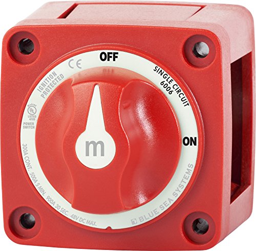 Blue Sea Systems m-Series Mini On-Off Battery Switch with Knob- Red, 2-7/8" x 2-7/8" (6006)