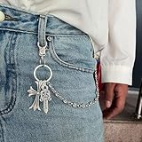 Pants Chain for Men Women, Cross Wallet Chain,Cool Trousers Jeans Chains Pocket Belt Key Chains for Hip Hop Rock Gothic (A)