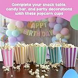 Chloe Elizabeth Mini Popcorn & Candy Favor Treat Boxes For Birthday, Bridal and Baby Shower - Assorted Striped Design - 36 Count (Rainbow Pastel Mix)