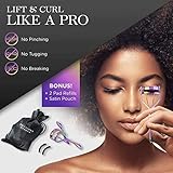 Brilliant Beauty Eyelash Curler with Satin Bag & Refill Pads - Award Winning Eye Lash Curlers for Dramatically Curled Eyelashes & Lash Lift in Seconds (Prism)