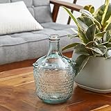 Deco 79 Recycled Glass Handmade Decorative Vase Spanish Bottle Centerpiece Vase with Bubble Texture, Flower Vase for Home Decoration 8" x 8" x 12", Clear