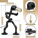 NOMGEG Music Electric Guitar Table Lamp - Art Decor Guitar Stuff Cool Gifts for Music Art Lovers - Steampunk Pipe Man Edison Bulb Lamps Retro Guitars Metal Pipe Industrial Robot Lights