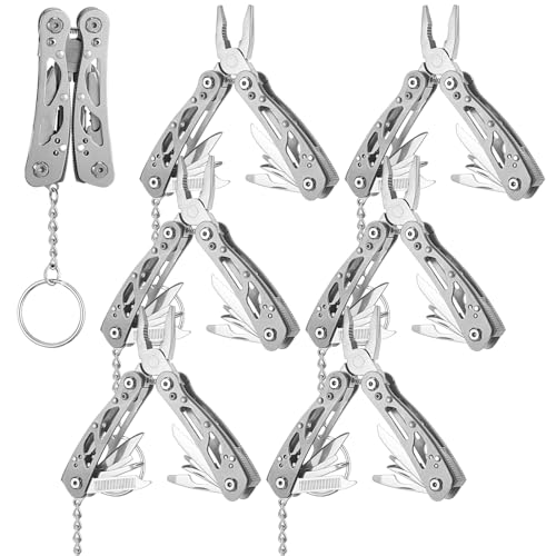 Lasnten 6 Pack Small Multitool Pliers Gift for Men Stainless Steel Multitool Mini Pliers Foldable Knife, Bottle Opener, Screwdriver Apply to Survival, Camping, Hunting Dad Gifts for Father's Day
